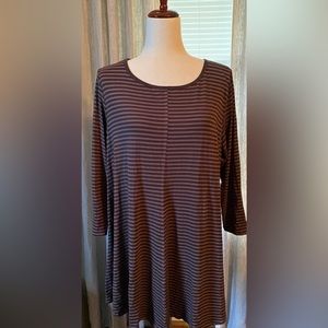 Heartstrings by Keen Brown Striped Swing Top - Sz XL